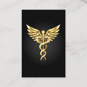 Gouden veelhoekig symbool Caduceus Visitekaartje