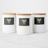 Gouden veelhoekig symbool Caduceus Voedselcontainer Etiket (Flessen)