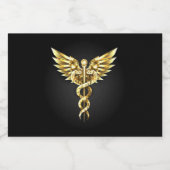 Gouden veelhoekig symbool Caduceus Voedselcontainer Etiket (Enkel label)