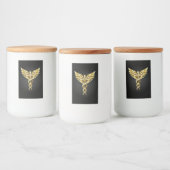 Gouden veelhoekig symbool Caduceus Voedselcontainer Etiket (Flessen)
