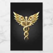 Gouden veelhoekig symbool Caduceus Voedselcontainer Etiket (Enkel label)