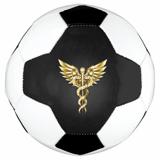Gouden veelhoekig symbool Caduceus Voetbal (Voorkant)