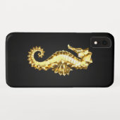 Gouden veelhoekig zeepaardje Case-Mate iPhone case (Achterkant (horizontaal))