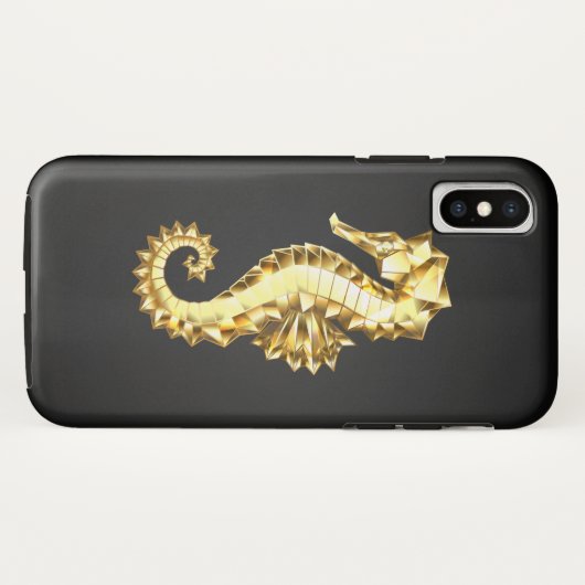 Gouden veelhoekig zeepaardje Case-Mate iPhone case (Achterkant (horizontaal))