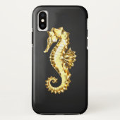 Gouden veelhoekig zeepaardje Case-Mate iPhone case (Achterkant)