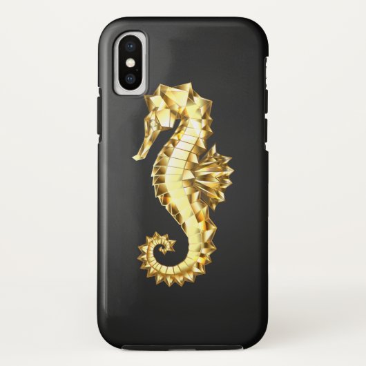 Gouden veelhoekig zeepaardje Case-Mate iPhone case (Achterkant)