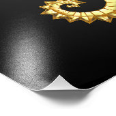 Gouden veelhoekig zeepaardje foto afdruk (Hoek)