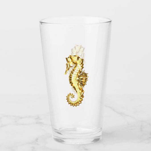 Gouden veelhoekig zeepaardje glas (Voorkant)