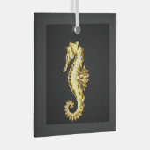 Gouden veelhoekig zeepaardje glas ornament (Voorkant Rechts)