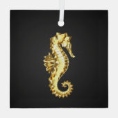 Gouden veelhoekig zeepaardje glas ornament (Achterkant)