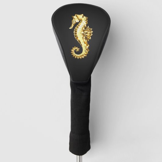 Gouden veelhoekig zeepaardje golfheadcover (Voorkant)