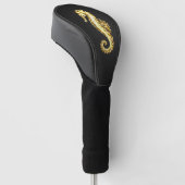 Gouden veelhoekig zeepaardje golfheadcover (Schuin)