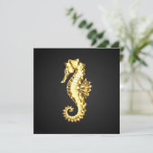 Gouden veelhoekig zeepaardje kaart (Staand voorkant)