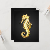 Gouden veelhoekig zeepaardje kaart (Voorkant / Achterkant in situ)