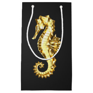 Gouden veelhoekig zeepaardje klein cadeauzakje