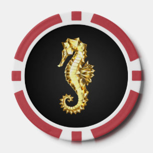 Gouden veelhoekig zeepaardje poker chips
