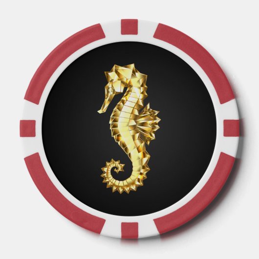 Gouden veelhoekig zeepaardje poker chips (Voorkant)