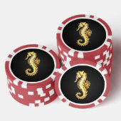 Gouden veelhoekig zeepaardje poker chips (Opstapeling)