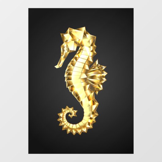 Gouden veelhoekig zeepaardje raamsticker (Vel)