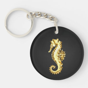 Gouden veelhoekig zeepaardje sleutelhanger