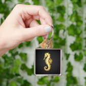 Gouden veelhoekig zeepaardje sleutelhanger (Hand)