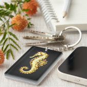 Gouden veelhoekig zeepaardje sleutelhanger (Voorkant Rechts)