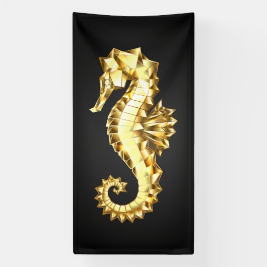 Gouden veelhoekig zeepaardje spandoek (Verticaal)