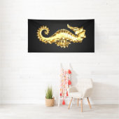 Gouden veelhoekig zeepaardje spandoek (Insitu)