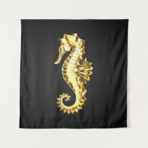 Gouden veelhoekig zeepaardje wandkleed