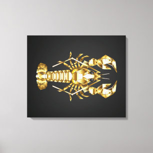 Gouden veelhoekige kreeftenkreeft op zwart canvas afdruk