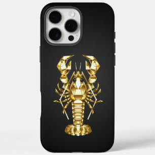 Gouden veelhoekige kreeftenkreeft op zwart iPhone 16 pro max hoesje