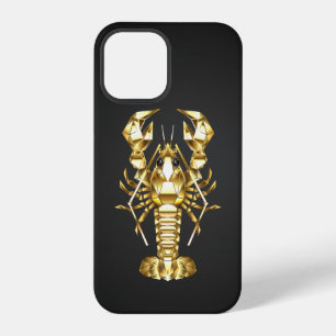 Gouden veelhoekige kreeftenkreeft op zwart iPhone 12 pro hoesje