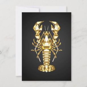 Gouden veelhoekige kreeftenkreeft op zwart save the date