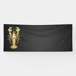 Gouden veelhoekige kreeftenkreeft op zwart spandoek