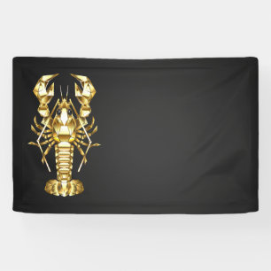 Gouden veelhoekige kreeftenkreeft op zwart spandoek