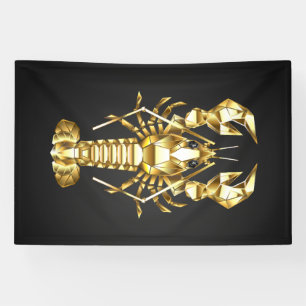 Gouden veelhoekige kreeftenkreeft op zwart spandoek