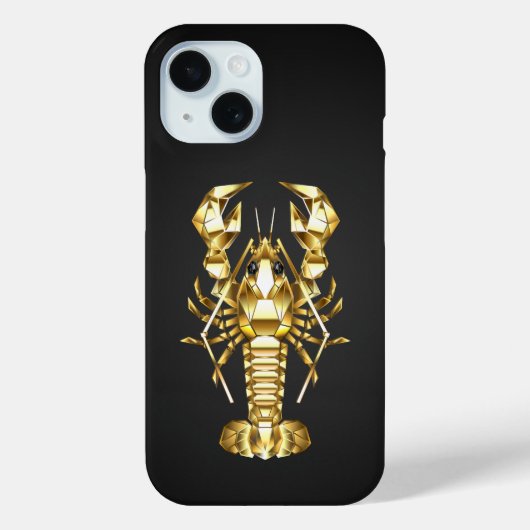 Gouden veelhoekige rivierkreeft op zwart Case-Mate iPhone case (Achterkant)