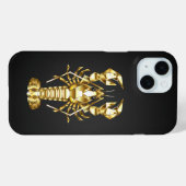Gouden veelhoekige rivierkreeft op zwart Case-Mate iPhone case (Achterkant (horizontaal))
