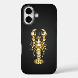 Gouden veelhoekige rivierkreeft op zwart iPhone 16 hoesje