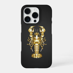 Gouden veelhoekige rivierkreeft op zwart iPhone 16 pro hoesje