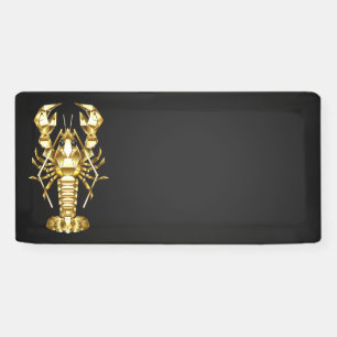 Gouden veelhoekige rivierkreeft op zwart spandoek