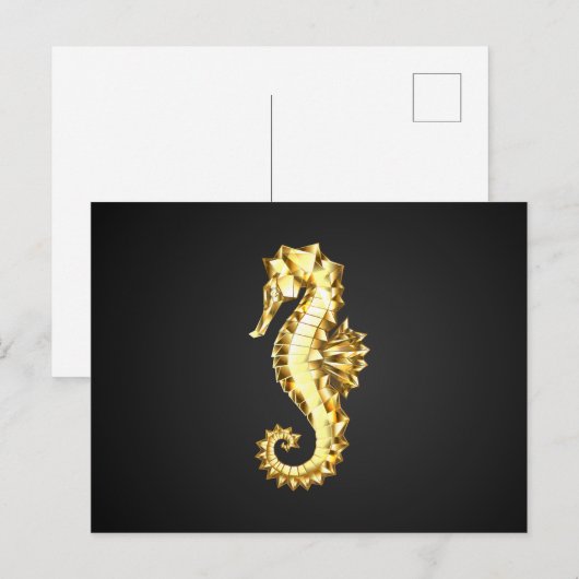 Gouden Veelhoekige Zeepaard Briefkaart (Voorkant / Achterkant)