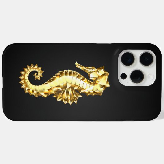 Gouden Veelhoekige Zeepaard Case-Mate iPhone Case (Achterkant (horizontaal))