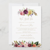 Gouden veer Boho Floral We doen nog steeds gelofte Kaart (Voorkant)