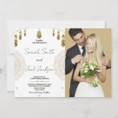 Gouden Veer en Kunst Bruiloft Uitnodigingen Een Fo (Voorkant)