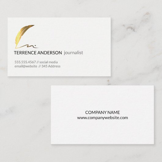 Gouden Veer Pen Visitekaartje (Voorkant / Achterkant)