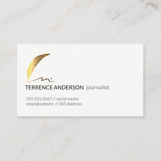 Gouden Veer Pen Visitekaartje (Voorkant)