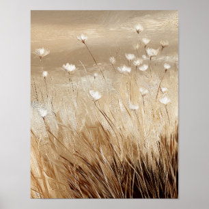 Gouden Veld Bloesems #4 – Warm Neutraal Wildbloem Poster
