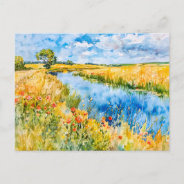 Gouden velden aan de Havel Havelland Aquarel Briefkaart