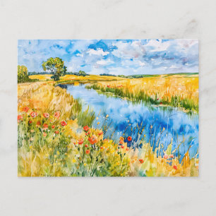 Gouden velden aan de Havel Havelland Aquarel Briefkaart